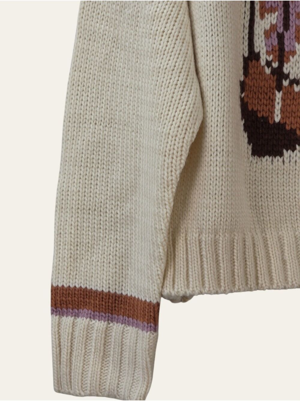 Lumiere Cowboy Boot Knit Sweater Cream Western Size Large NWT - Picture 6 of 10